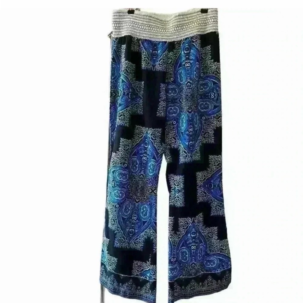 Vanilla Star Blue and Black Wide Leg Pants
